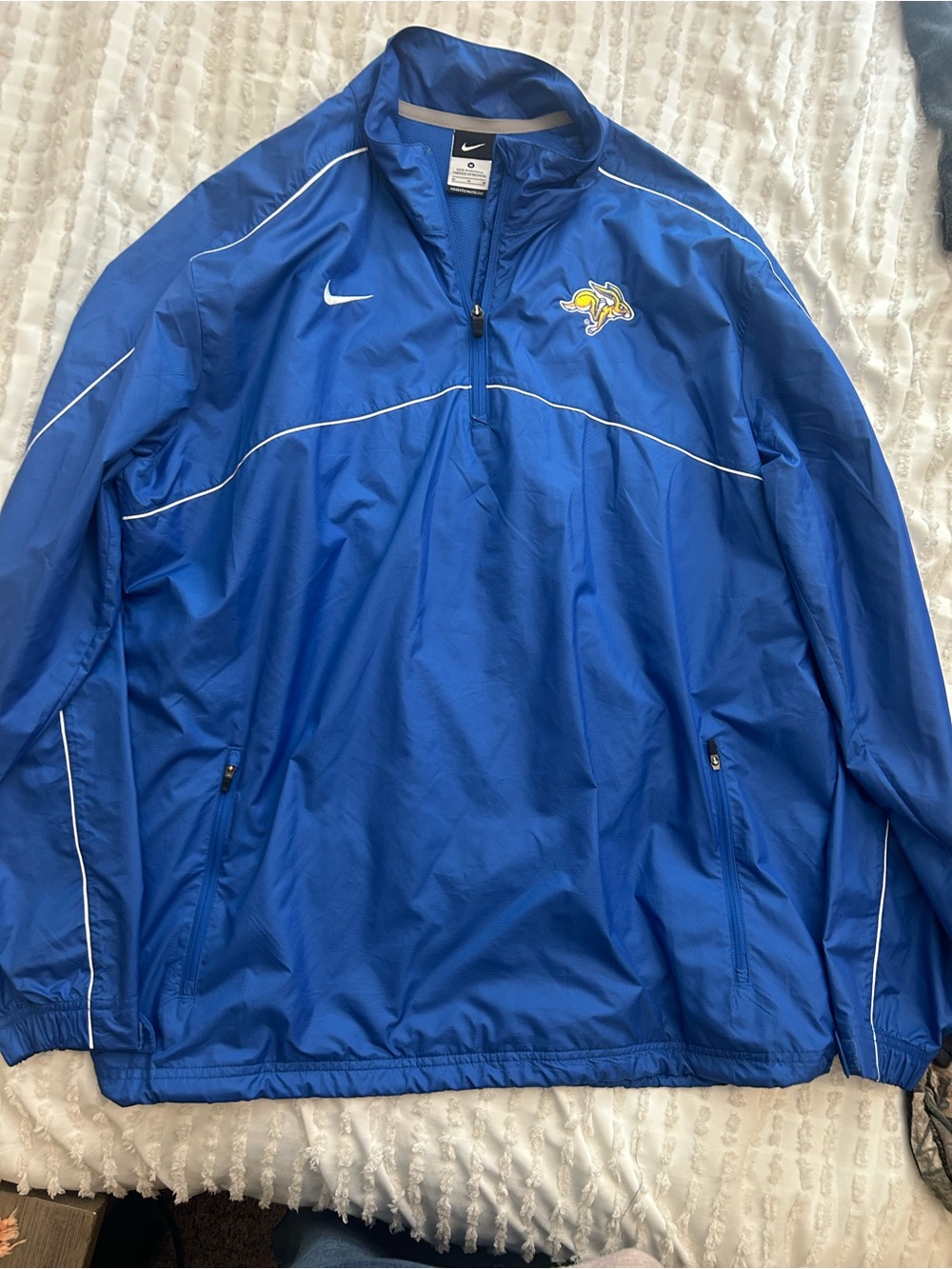 Nike Blue Quarter-Zip Pullover Windbreaker with Team Logo